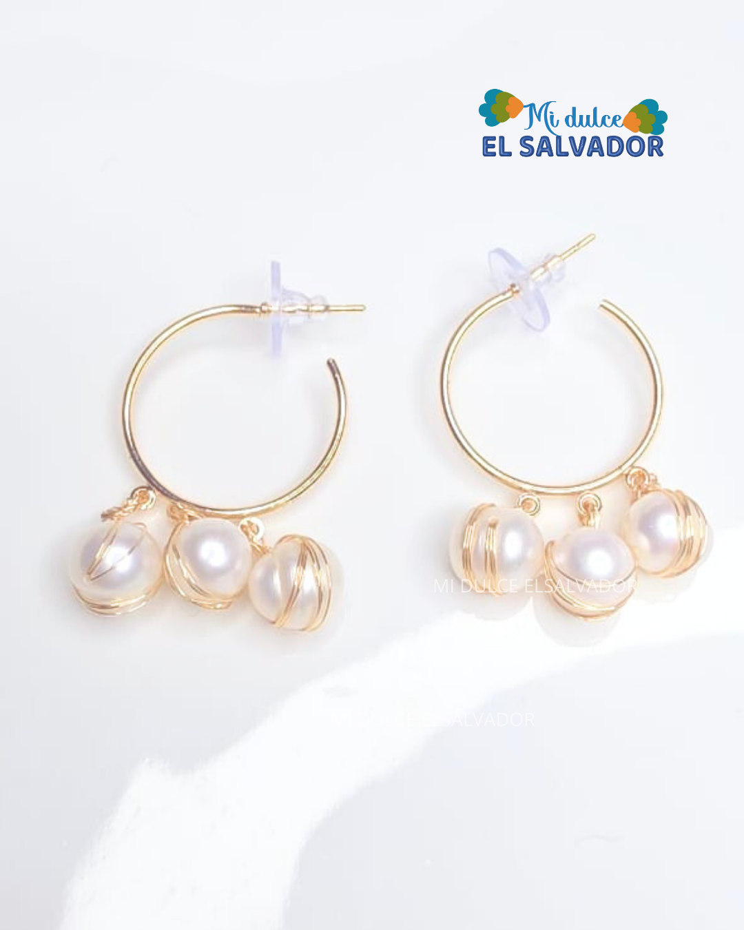 Cultured pearl hoop earrings