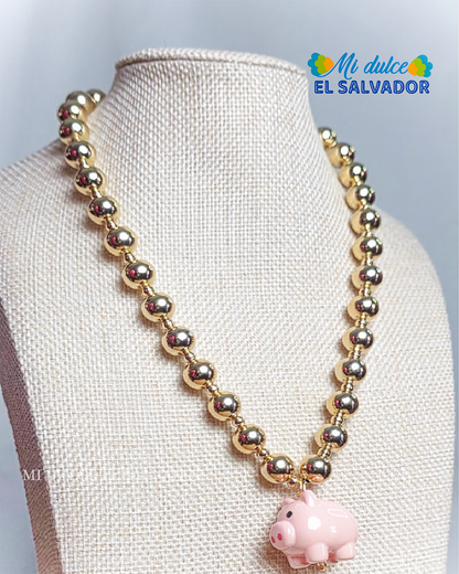 Chunky chain pig pendant