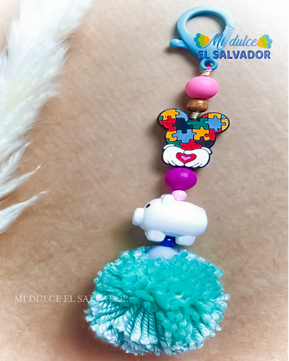 Piggy pom-pom bag charm