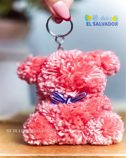 Teddy bear pom-pom bag charm