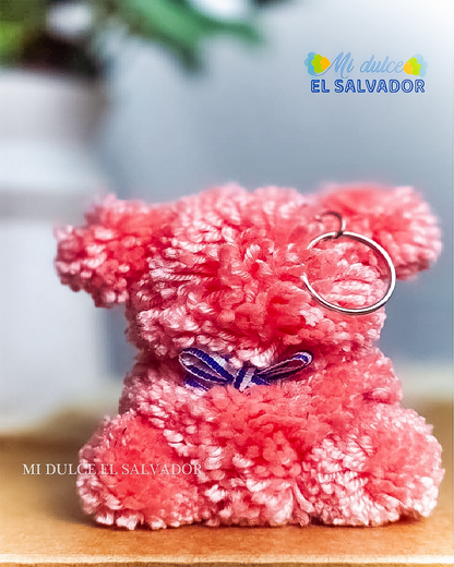 Teddy bear pom-pom bag charm